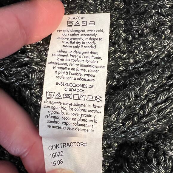 Calvin Klein Jeans Open crochet Knit Chunky Sweater Women's Med Metallic Silver - Picture 8 of 8